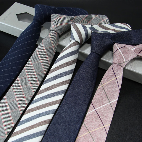 Corbata de algodón y lino para hombre, ropa Formal informal de negocios, regalo para padre, versión estrecha, 6cm ► Foto 1/6