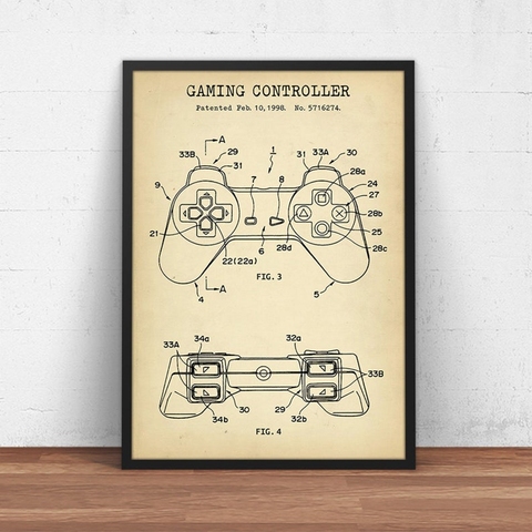 Controlador de videojuegos, póster artístico con estampado de Blueprint, regalos de jugadores, decoración de la habitación, Joystick de vídeo, imagen de pintura de arte ► Foto 1/6