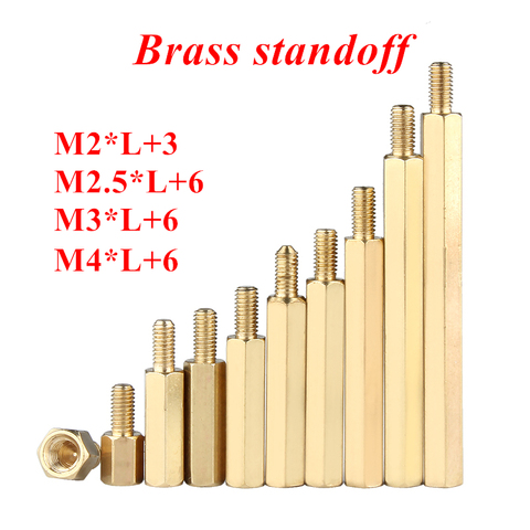 Espaciador de latón hexagonal, 10-50 Uds., M2, M2.5, M3, M4, espaciador de separación, espaciador de perno hexagonal, pilares huecos macho a hembra ► Foto 1/4