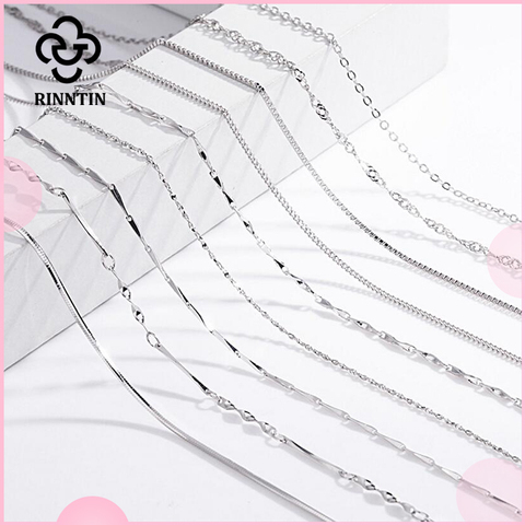 Rinntin-Cadena de eslabones de Plata de Ley 925 para hombre y mujer, collar largo y fino ajustable, joyería SC07 ► Foto 1/6