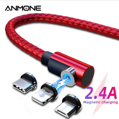 ANMONE-Cable magnético Micro USB tipo C, adaptador de cargador de 90 grados, carga rápida para videojuegos, para iPhone XS Max xiaomi note 8 ► Foto 1/6