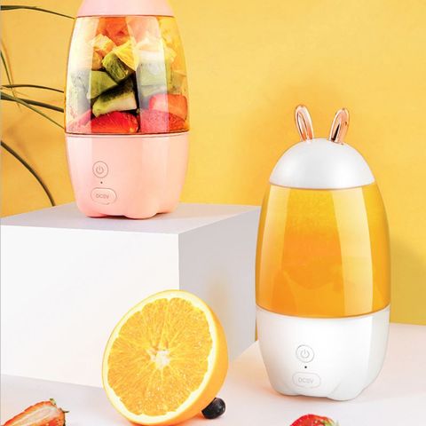 Miniexprimidor eléctrico portátil recargable por USB, licuadora de frutas, extractor en forma de conejo, taza de repuesto, 330ml ► Foto 1/6