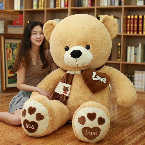 1pc/80/100CM de alta calidad 4 colores oso de peluche con la bufanda de peluche de animales de oso de peluche, muñeco amantes cumpleaños bebé regalo ► Foto 1/4