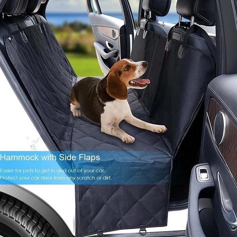 Protector para asiento de coche para perros, alfombrilla para asiento trasero, hamaca, cojín, impermeable, con bolsillos y cremallera ► Foto 1/6