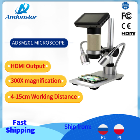 Andonstar-microscopio Digital ADSM201 HDMI 1080P, herramienta de soldadura de larga distancia para control de PCB, valoración de joyería para reparación de teléfonos ► Foto 1/6