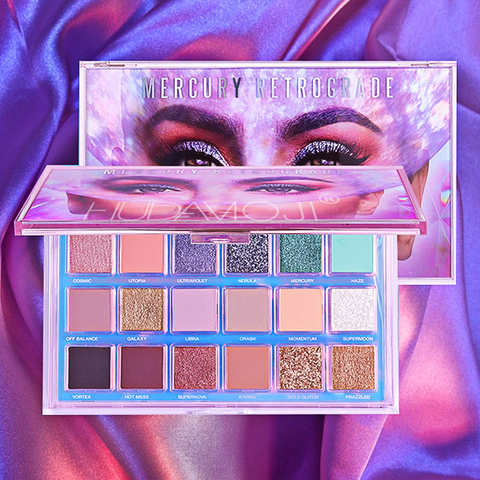 Paleta de sombras de ojos de 18 colores, paleta de sombras de ojos con lentejuelas, perlado, sin mareos, maquillaje mercury, resistente al agua ► Foto 1/6