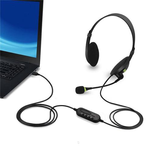 Auriculares USB con micrófono para ordenador, auriculares ligeros con cable, cancelación de ruido, para PC, portátil, Mac, escuela y niños ► Foto 1/6