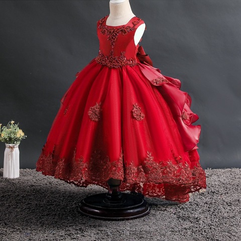 Nueva flor de boda para niña, esmoquin con cuentas para fiesta de boda para niña, esmoquin formal para fiesta de baile interior, esmoquin de cumpleaños, vestido de gama alta ► Foto 1/6