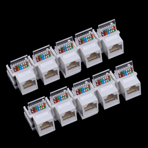 10 piezas herramienta-CAT5E UTP Módulo de red RJ45 conector información hembra computadora salida adaptador de cable Keystone Jack AMP ► Foto 1/6