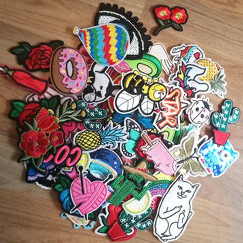 Juego de parches variados al azar, 10/20 unidades/lote, parches para coser con plancha, dibujos animados, bonitos parches bordados, pegatinas para ropa ► Foto 1/5