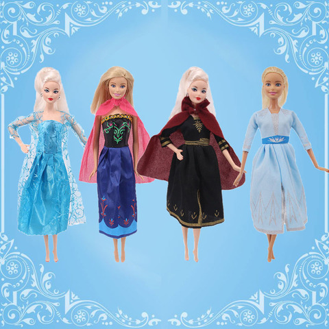 Vestido de Princesas de Disney para Barbies, ropa de Color Étnico para muñeca Barbies de 11,8 pulgadas y 28 Cm, accesorios para Barbies, 4 Uds. ► Foto 1/6