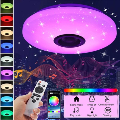 Lámpara de techo de música regulable RGB de 60W, control remoto y aplicación, AC180-265V de luces de techo para el hogar, Altavoz bluetooth, accesorio de iluminación ► Foto 1/6