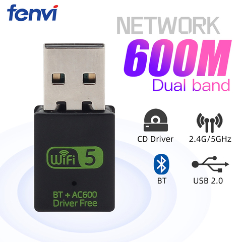 WiFi USB de doble banda con Bluetooth, adaptador inalámbrico de CA, 600M, 2,4/5Ghz, receptor externo inalámbrico, Mini Dongle con Wlan para PC/portátil/escritorio ► Foto 1/6