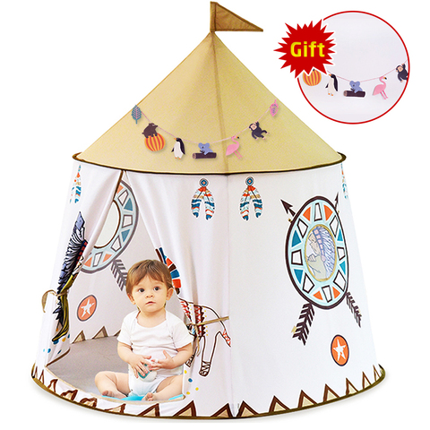 Tienda tipi chico yardas, 123x116cm, Castillo de princesa portátil, regalo para chico s, carpa para juego para niños juguete, regalo de cumpleaños y Navidad ► Foto 1/6