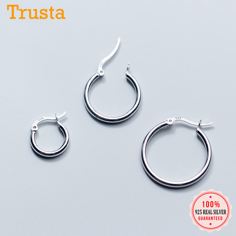 Trusta-pendiente de aro Huggie para mujer, 100% de plata esterlina sólida 925 en forma única, pendiente de plata de ley, joyería DS1064 ► Foto 1/6