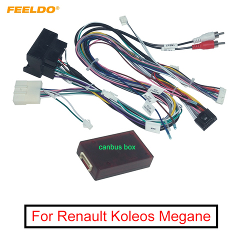 FEELDO-arnés de cableado de Audio para coche, adaptador de cable de instalación estéreo de 16 pines con caja Canbus para Renault Koleos Megane ► Foto 1/6