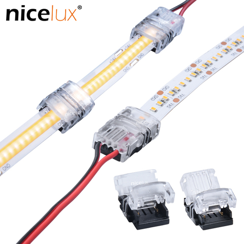 5 piezas rápido conector de tira llevada para 10mm 12mm 2pin solo Color IP20 alta densidad 240 LED/ m luz para conectores de cable ► Foto 1/6