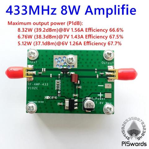 Placa amplificadora de potencia RF HF AMP 433MHz 8W, amplificadores de frecuencias de alta potencia ► Foto 1/2