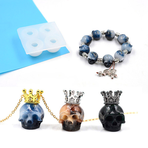 Molde de silicona para pulsera de resina con cuentas de Calavera, moldes para colgantes de resina epoxi para joyería ► Foto 1/6