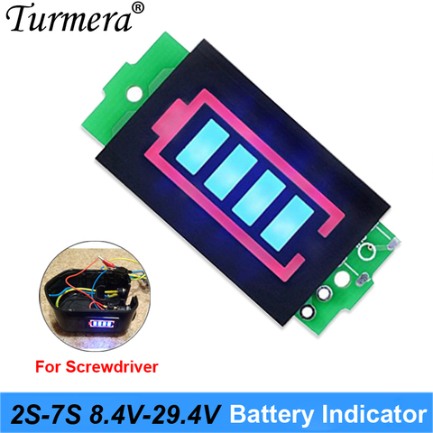 Indicador de batería 2S 8,4 V 3S 12,6 V 4S 16,8 V 5S 21V 6S 25,2 V 2 A 7 Series Módulo de capacidad de batería de litio para destornillador shura ► Foto 1/5