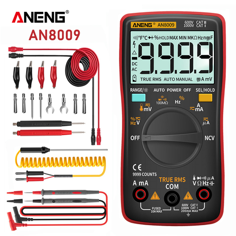 ANENG AN8009 multímetro tester polimetro multimetro Digital profesional True-RMS transistor probador condensador probador automotriz medidor de capacitancia eléctrica diodo de temperatura ► Foto 1/6