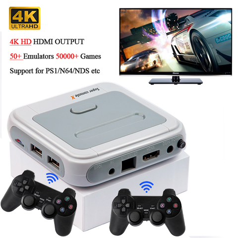 Consola de videojuegos 4K HD, Minireproductor de TV familiar Retro, salida HDMI/AV, 33000 juegos para PS1/DC/N64, controlador inalámbrico Wifi ► Foto 1/6