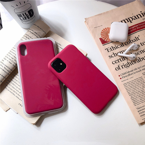 Funda de silicona líquida para iPhone, carcasa protectora Original rosa para iPhone 11 Pro Max 8 7 6S Plus X XR XS SE 2022 12 ► Foto 1/6