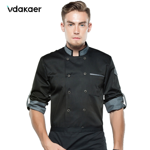 Camisa de chef Chef chaqueta largo ajustable manga hombres mujeres Unisex abrigo de cocinero Hotel restaurante cocina desgaste camarero uniforme ► Foto 1/6