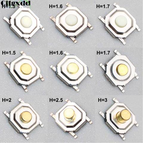 Cltgxdd-pulsador táctil de plástico con cabeza de cobre, 10 Uds., SMD 4x4x1,5-3mm 4x4, 4 pines SMT, botón Micro momentáneo ► Foto 1/6