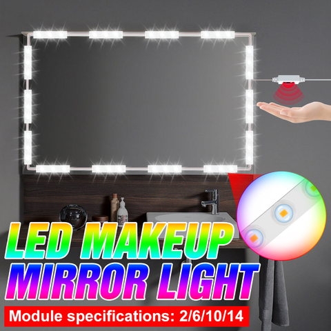 Espejo de maquillaje, luz de mano, Sensor de barrido LED, luces de tocador, lámpara de pared LED, tocador regulable, lámpara de espejo LED, iluminación de baño ► Foto 1/6