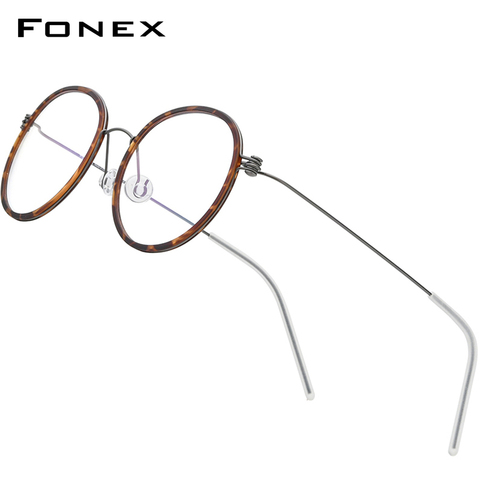 FONEX-Gafas de titanio para hombre y mujer, montura redonda para miopía, graduadas, 2022 coreanas, sin tornillo, 7512 ► Foto 1/6