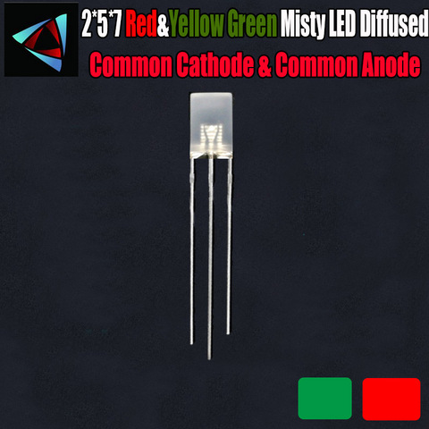 Kit difusor de led Misty cuadrado, 2x5x7, 2x5x7mm, cátodo común rojo y amarillo verde y ánodo común DIY, 50 Uds. ► Foto 1/1