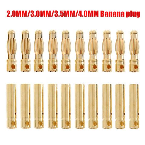 10 par 2mm/3,0mm/3,5mm/4mm RC de la batería chapado en oro bala de plátano macho de alta calidad hombre mujer bala de plátano conector ► Foto 1/6