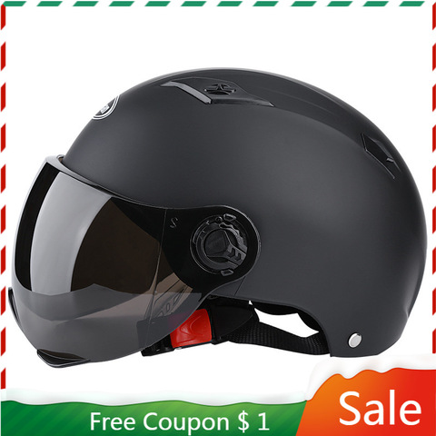 Casco de motocicleta para Scooter, protector de cara abierta, Media gorra de béisbol Anti-UV, casco duro de seguridad para Motocross, protección de varios colores ► Foto 1/6