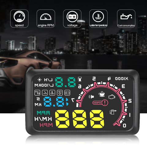 Proyector de pantalla HUD Head Up para coche, pantalla de 5,5 pulgadas, 4 etapas, MPH, advertencia de velocidad, interfaz OBD2, parabrisas, alarma de coche de varios colores ► Foto 1/6