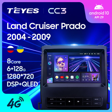 TEYES CC3-reproductor Multimedia de vídeo y Radio para coche, navegador estéreo, GPS, Android 10, No 2din, dvd, para Toyota Land Cruiser Prado 120 2009-2016 ► Foto 1/6