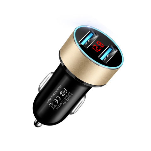 Cargador de coche con voltímetro de pantalla LED 3.1A, USB Dual para cargador de teléfono, alimentador para encendedor de cigarrillos, adaptador divisor de enchufe para 12-24V ► Foto 1/6