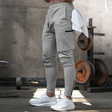 Nuevos pantalones para hombre con bolsillos laterales Cargo con cremallera  negro Hip Hop Casual pantalones para correr para hombre moda ropa de calle