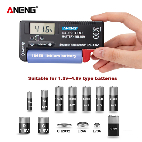 ANENG AN-168 POR probador Digital de capacidad de batería de litio, analizador de carga a cuadros, pantalla de verificación, prueba Universal de celda de botón AAA AA ► Foto 1/6