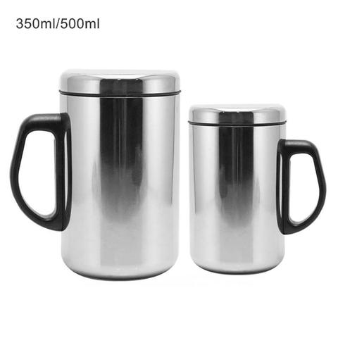 Taza de agua de doble capa de acero inoxidable, tazón taza de café y leche de 350/500ml con aislamiento de pared para whisky, cerveza, café, regalo ► Foto 1/6