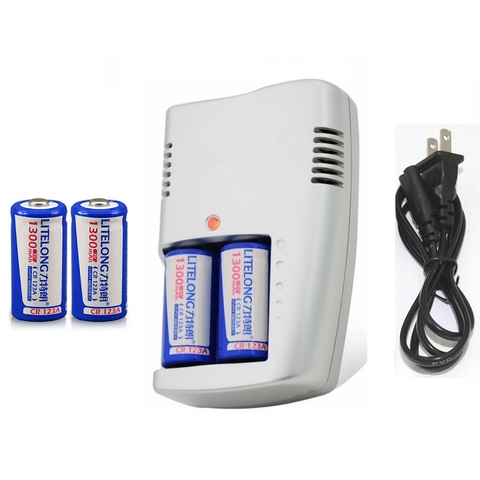 LiFePO4-batería recargable de alta capacidad de 1300mAh 3V CR123A, 4 Uds., batería de litio 16340 + 1 Uds., cargador CR123a ► Foto 1/4