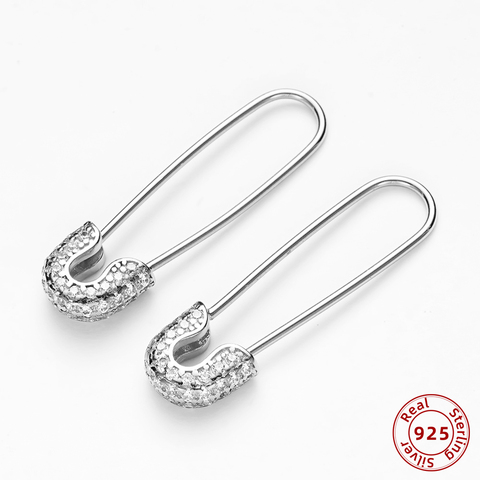 Punk clip Pin de seguridad pendientes de plata de ley 925 pendientes de plata para mujer Micro Pave CZ Zircon oreja Piercing pendientes 2022 nuevo ► Foto 1/6