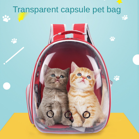 Bolsa de viaje al aire libre para mascotas, Mochila cómoda para gatos y perros, cápsula espacial transparente, súper transpirable ► Foto 1/5