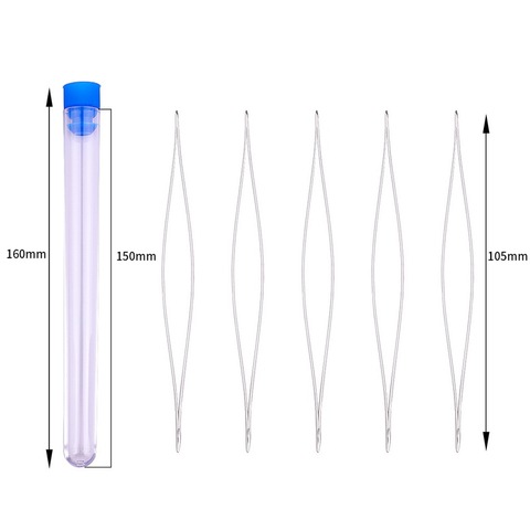 5 uds de acero de 105mm de ojo plegable bordado aguja para abalorios hilo agujas de coser de tamaños surtidos de herramientas de joyería ► Foto 1/5