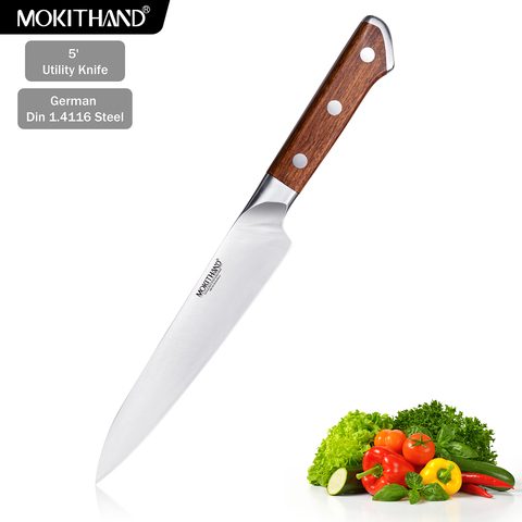 Cuchillo de cocina profesional de 5 pulgadas, utensilio de Chef japonés alemán de acero 1,4116, mango de madera para fruta, carne, verduras ► Foto 1/6