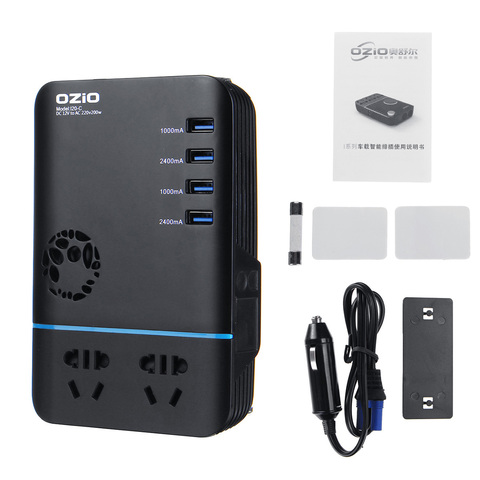 Ozio 200W coche de potencia del cigarrillo inversor más ligero DC 12V a AC 220V adaptador, cargador, convertidor del mechero del enchufe de salida USB ► Foto 1/6