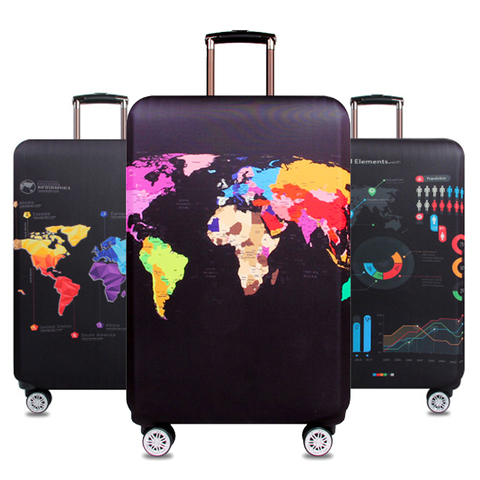 Mapa del mundo de viaje cubierta protectora para maletas equipaje con trolley Bag Cover hombres mujeres grueso funda elástica para maleta 272 ► Foto 1/6