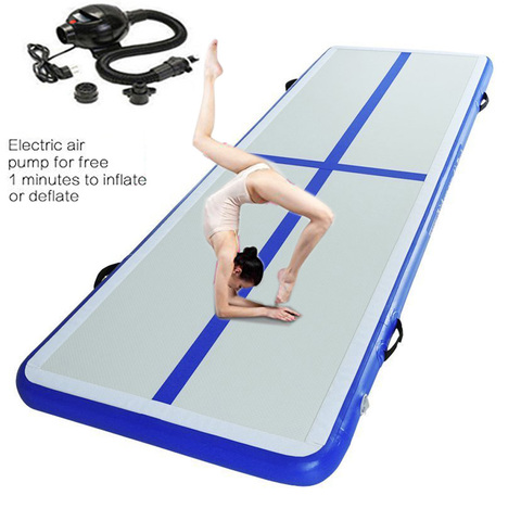 Esterilla de pista de aire para gimnasia, colchoneta inflable con bomba eléctrica para uso doméstico, para entrenamiento de animadoras ► Foto 1/6