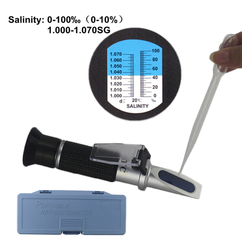 Refractómetro de salinidad para acuario, medidor de salinidad ATC, hidrómetro de agua salada 1.000-1.040SG, salinómetro de agua de mar para Mornitor de acuario ► Foto 1/6