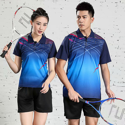 Polo de bádminton para hombre y mujer, camisa de tenis de secado rápido, camisetas transpirables de entrenamiento de manga corta para hombre y mujer ► Foto 1/6